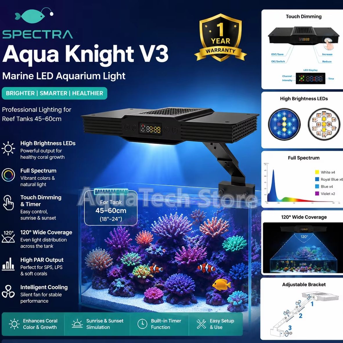 Aquarium Marine Light - Spectra Aqua Knight V3 75W Programable